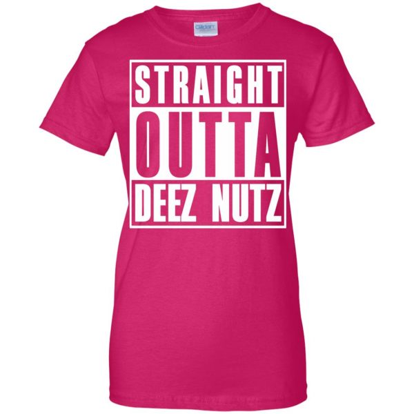 deez nuts womens t shirt - lady t shirt - pink heliconia