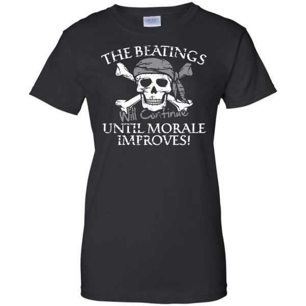 the beatings will continue until morale improves womens t shirt - lady t shirt - black