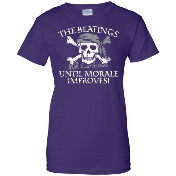 the beatings will continue until morale improves womens t shirt - lady t shirt - purple