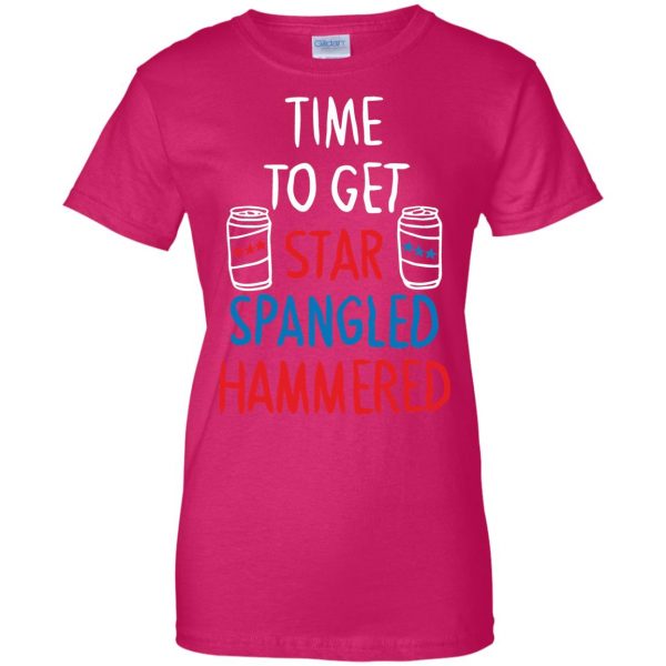 star spangled hammered womens t shirt - lady t shirt - pink heliconia
