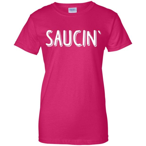 saucin womens t shirt - lady t shirt - pink heliconia