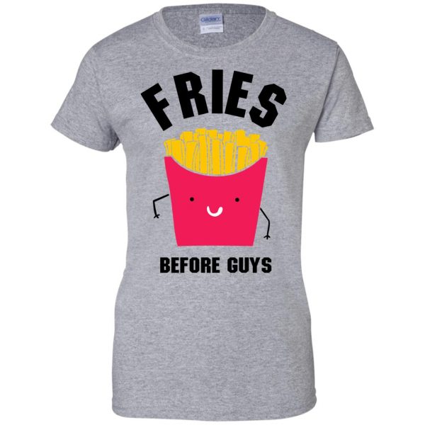 fries before guys womens t shirt - lady t shirt - sport grey