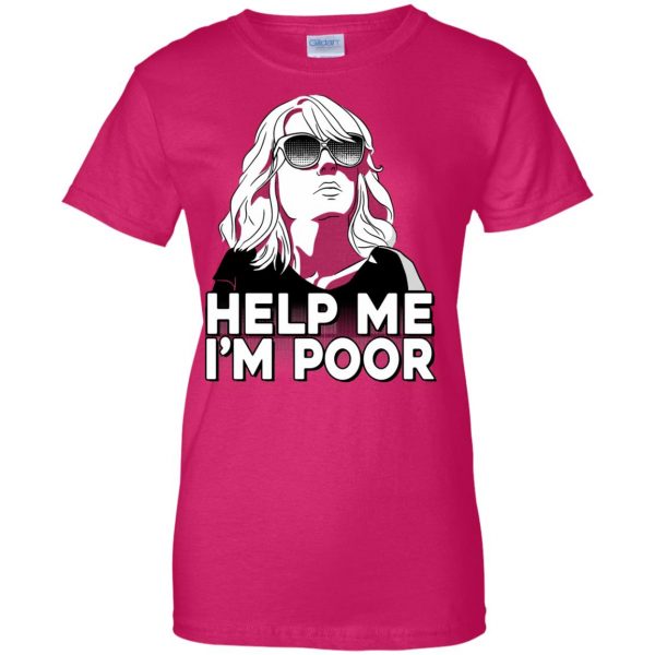 help me im poor womens t shirt - lady t shirt - pink heliconia