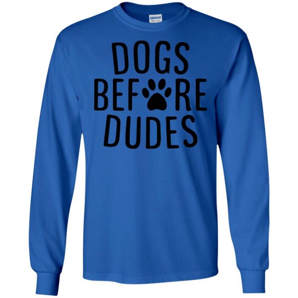 dogs before dudes long sleeve - royal blue