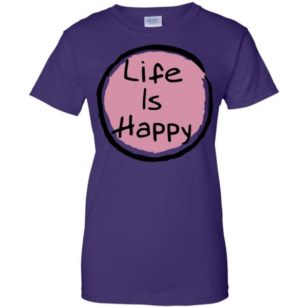 life is happy womens t shirt - lady t shirt - purple