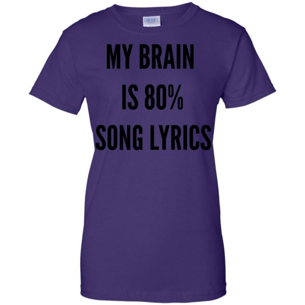 my brain is 80 song lyrics womens t shirt - lady t shirt - purple