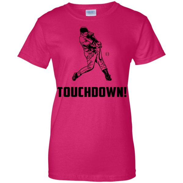 touchdown baseball womens t shirt - lady t shirt - pink heliconia