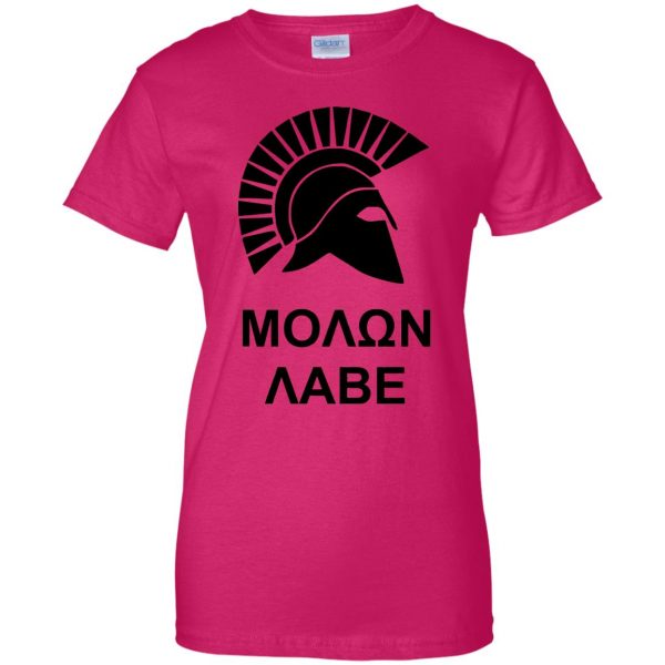 molon labe womens t shirt - lady t shirt - pink heliconia