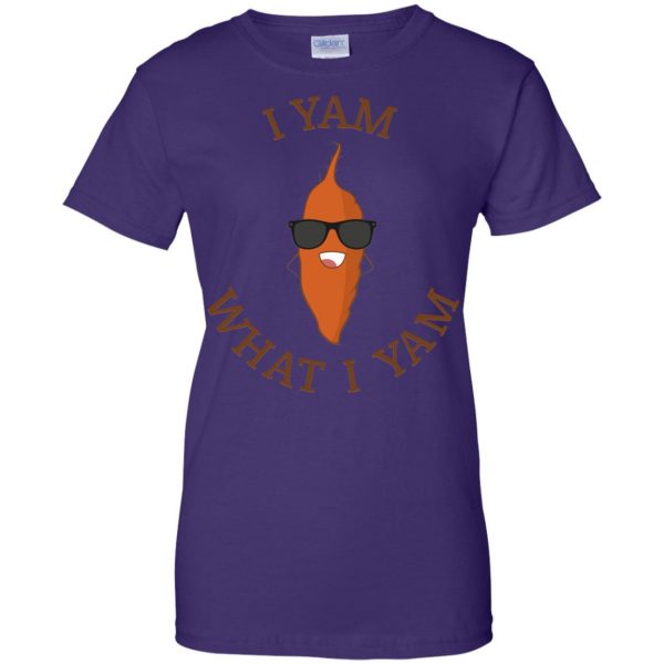 i yam what i yam womens t shirt - lady t shirt - purple