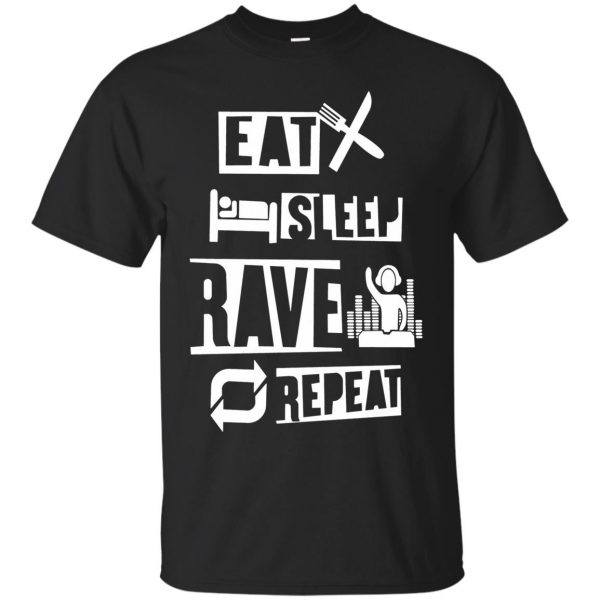 eat sleep rave repeat shirts - black