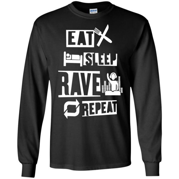 eat sleep rave repeats long sleeve - black