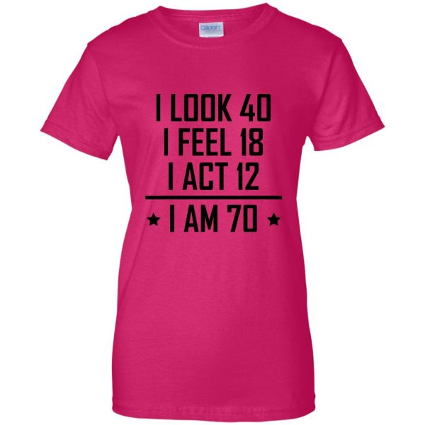 70th birthday womens t shirt - lady t shirt - pink heliconia