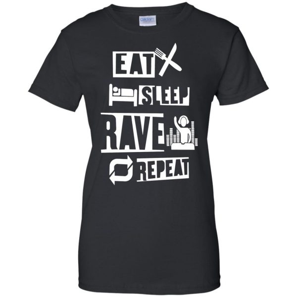 eat sleep rave repeats womens t shirt - lady t shirt - black