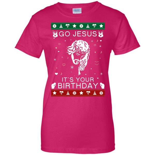 go jesus it's your birthday womens t shirt - lady t shirt - pink heliconia