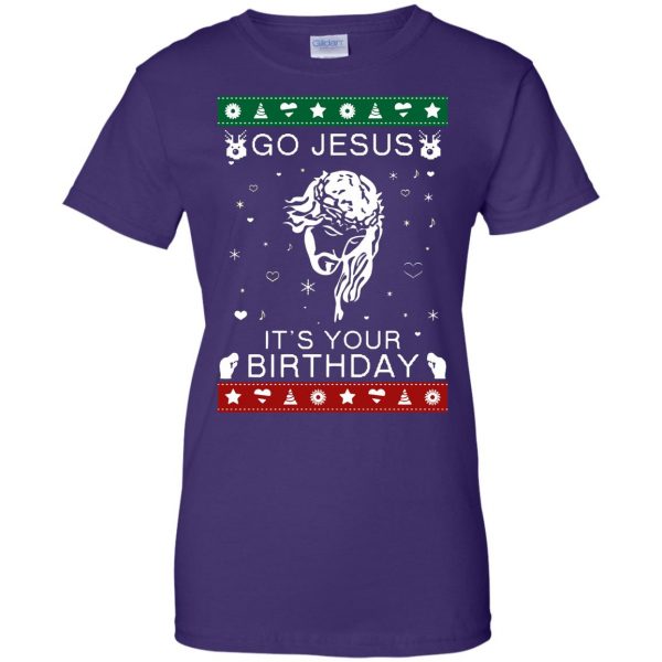 go jesus it's your birthday womens t shirt - lady t shirt - purple