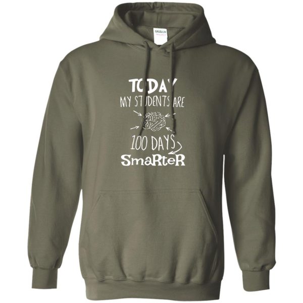100th day of school for teachers hoodie - military green