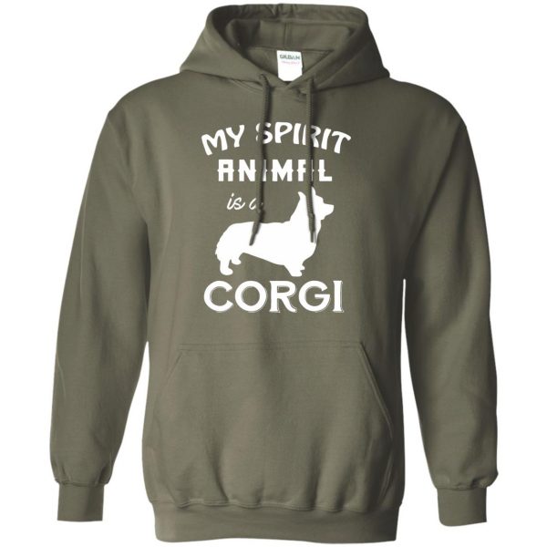 corgi hoodie - military green