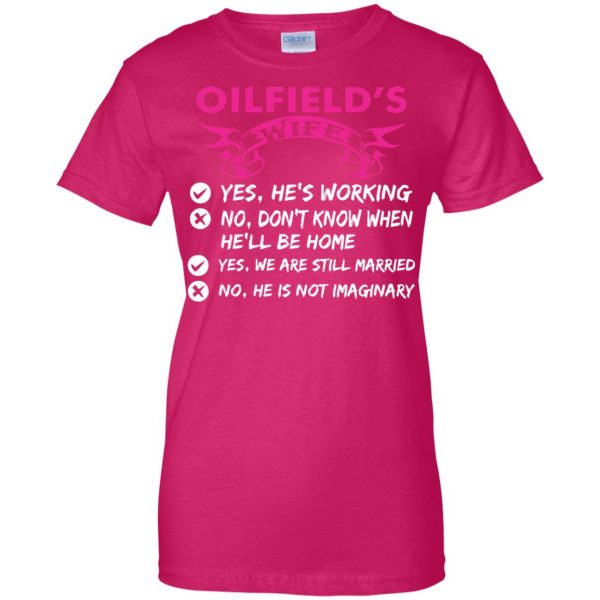 oilfield wife womens t shirt - lady t shirt - pink heliconia