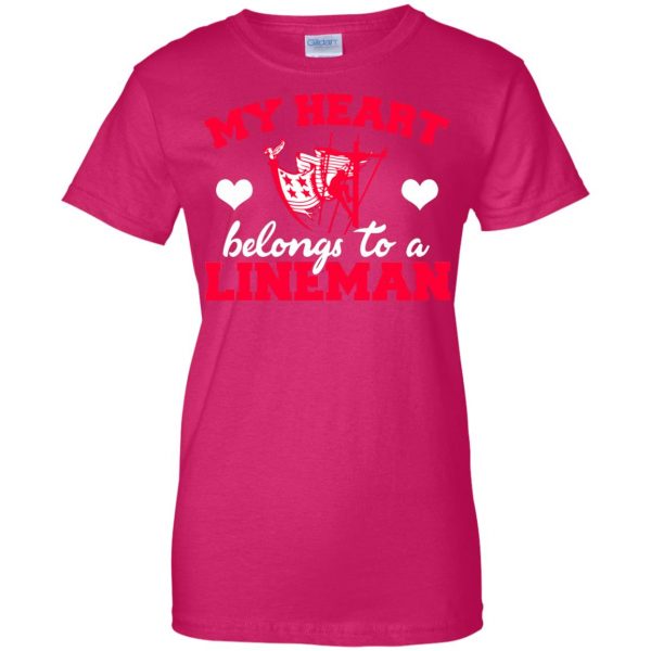 lineman girlfriend womens t shirt - lady t shirt - pink heliconia