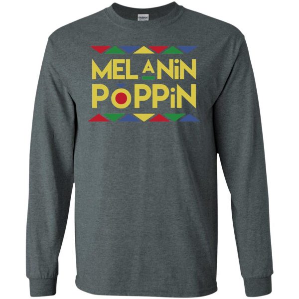 melanin poppin long sleeve - dark heather