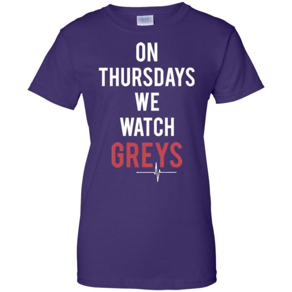 on thursdays we watch greys womens t shirt - lady t shirt - purple