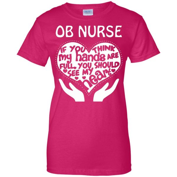 ob nurse womens t shirt - lady t shirt - pink heliconia