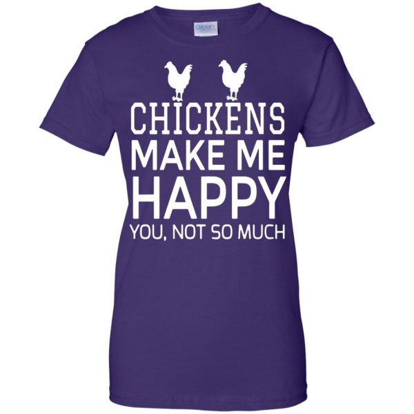 chickens make me happy womens t shirt - lady t shirt - purple