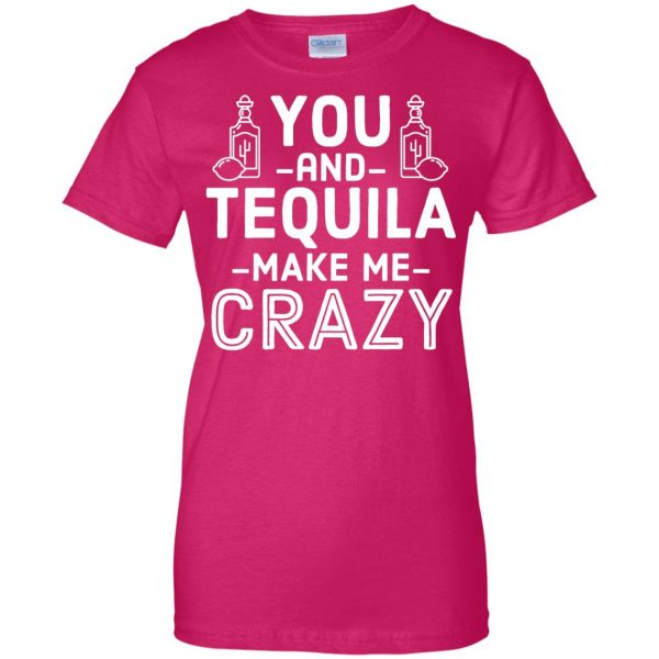 you and tequila womens t shirt - lady t shirt - pink heliconia