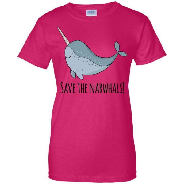 narwhal womens t shirt - lady t shirt - pink heliconia
