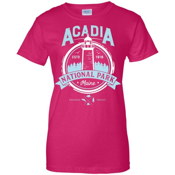 acadia national park womens t shirt - lady t shirt - pink heliconia