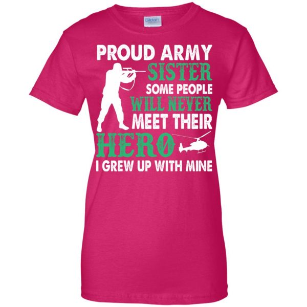 army sister womens t shirt - lady t shirt - pink heliconia