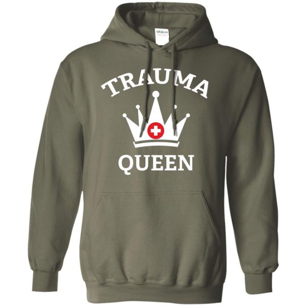 trauma queen hoodie - military green