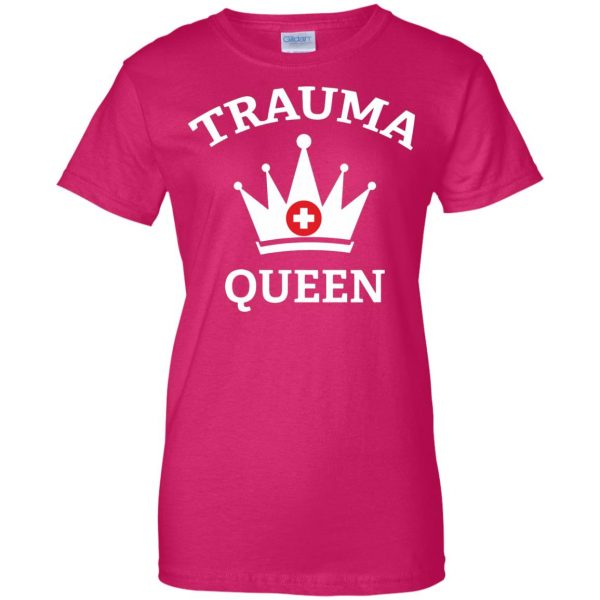 trauma queen womens t shirt - lady t shirt - pink heliconia