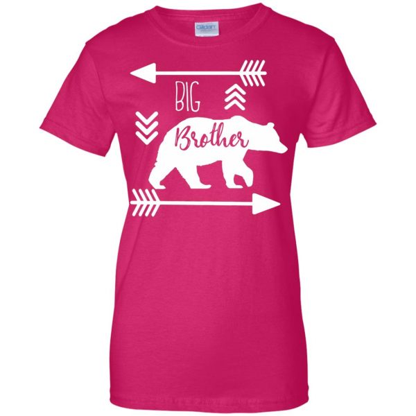 big brother bear womens t shirt - lady t shirt - pink heliconia