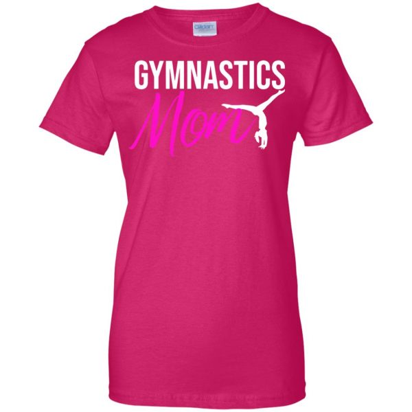gymnast mom womens t shirt - lady t shirt - pink heliconia