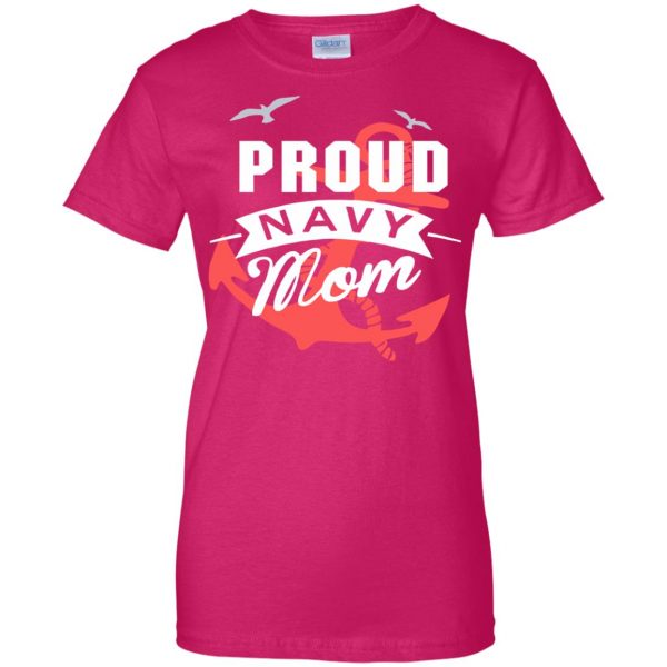 navy mom womens t shirt - lady t shirt - pink heliconia