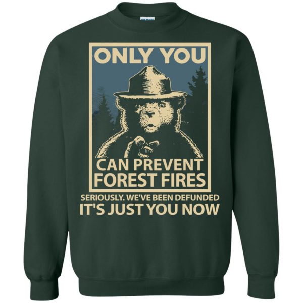 only you can prevent forest fires sweatshirt - forest green