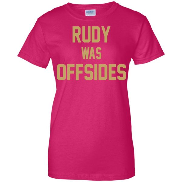 rudy was offsides womens t shirt - lady t shirt - pink heliconia