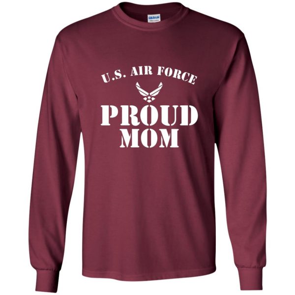 proud air force mom long sleeve - maroon