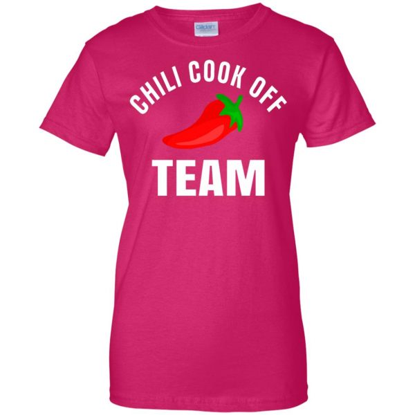 chili cook off womens t shirt - lady t shirt - pink heliconia