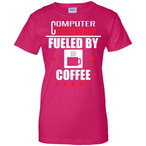 computer programmer womens t shirt - lady t shirt - pink heliconia