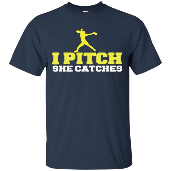 i pitch she catches t shirt - navy blue