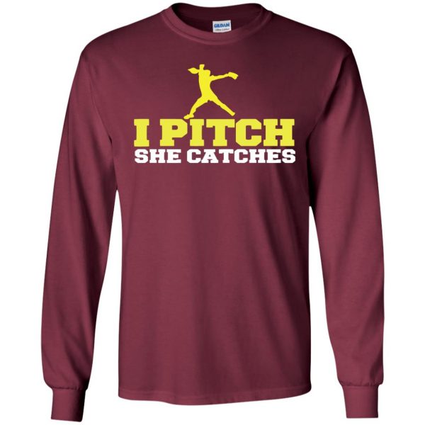 i pitch she catches long sleeve - maroon