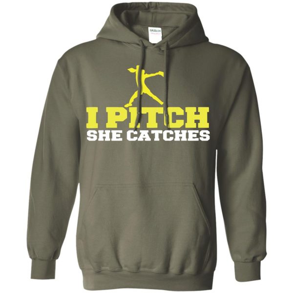 i pitch she catches hoodie - military green