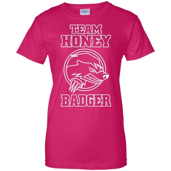 team honey badger womens t shirt - lady t shirt - pink heliconia
