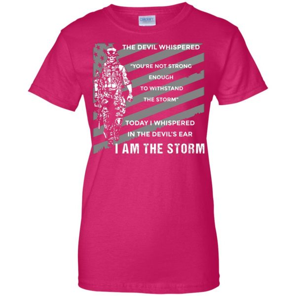 i am the storm womens t shirt - lady t shirt - pink heliconia