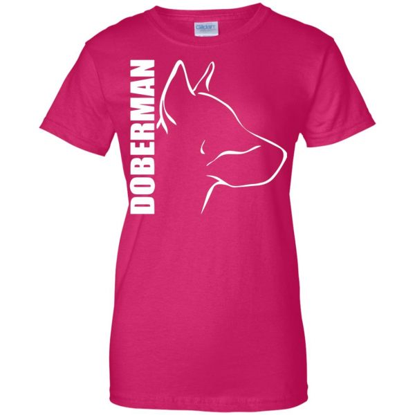 doberman womens t shirt - lady t shirt - pink heliconia