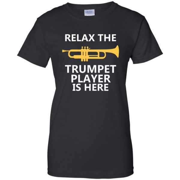 trumpet player womens t shirt - lady t shirt - black