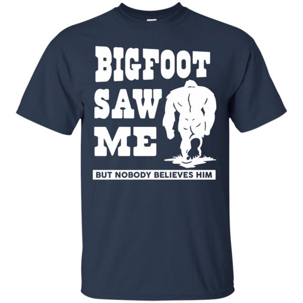 bigfoot saw me t shirt - navy blue