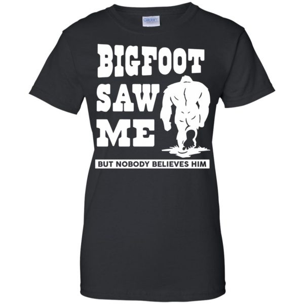 bigfoot saw me womens t shirt - lady t shirt - black